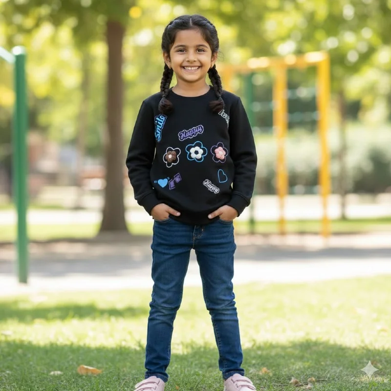 Girls catfish sweatshirt warm fleece for winter wear