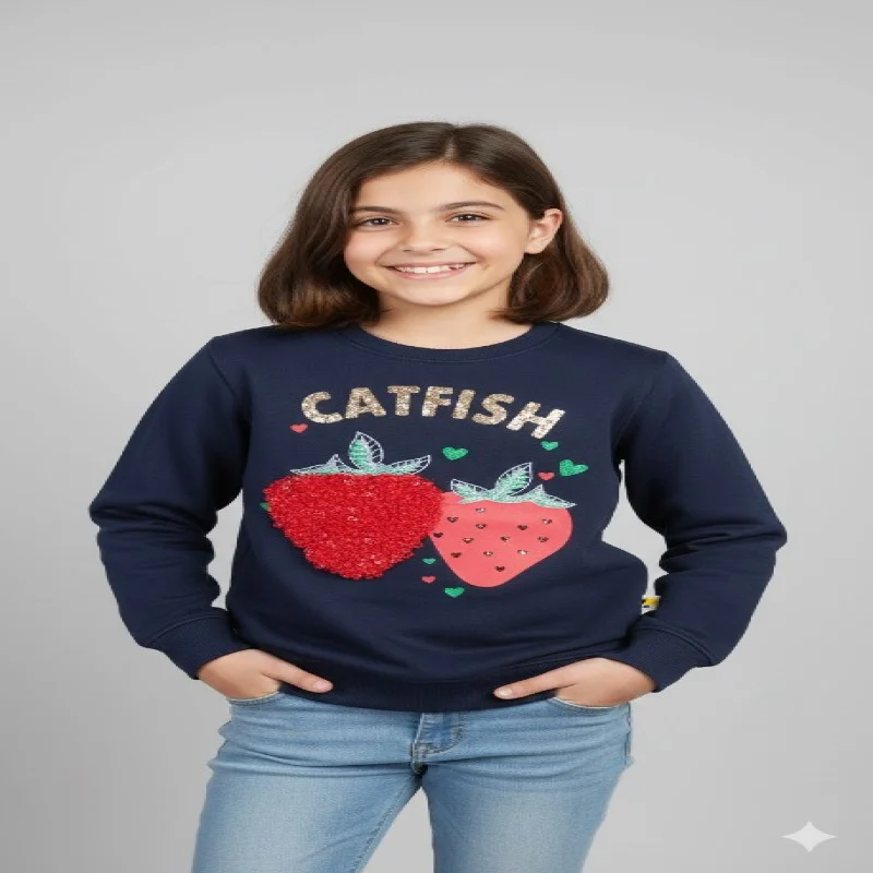 Girls Catfish  sweatshirt warm fleece for winter wear
