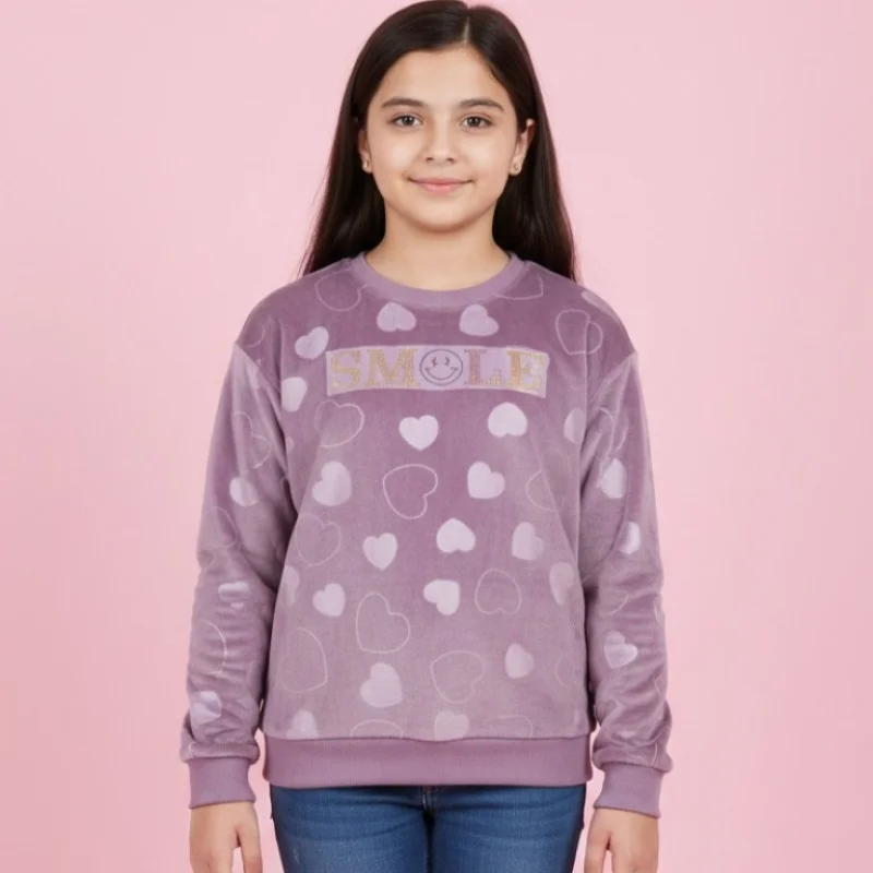 Girls catfish sweatshirt warm fur for winter wear