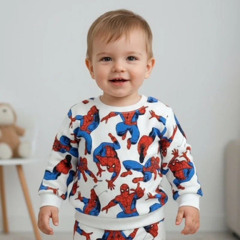 Boys Spiderman Full Set Terry cotton for Autumn Wear 