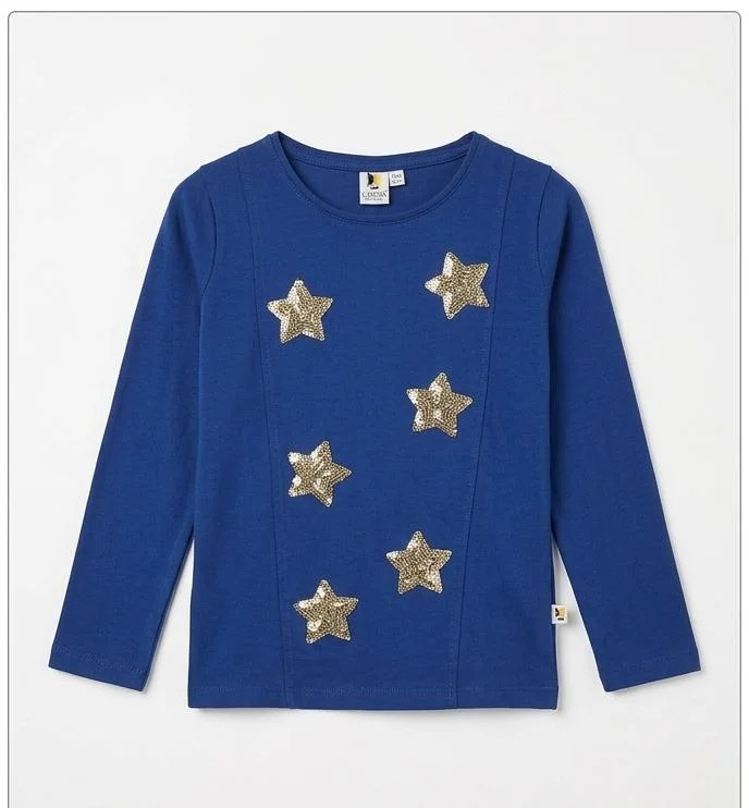 CATFISH GIRLS STAR PRINTED FULL T-SHIRTS FOR SUMMER WEAR