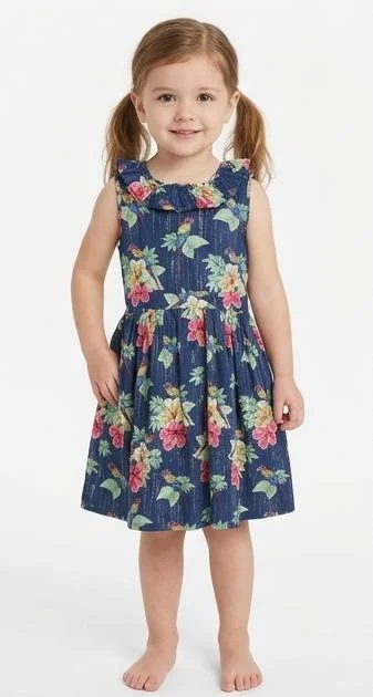 FLORAL PRINTED GIRLS COTTON FROCK FOR SUMMER WEAR
