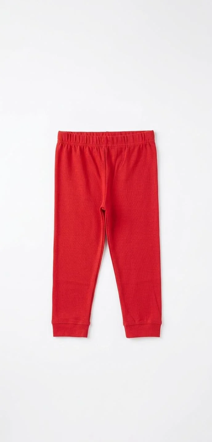 GIRLS RED COTTON TRACK PANTS FOR SUMMER WEAR