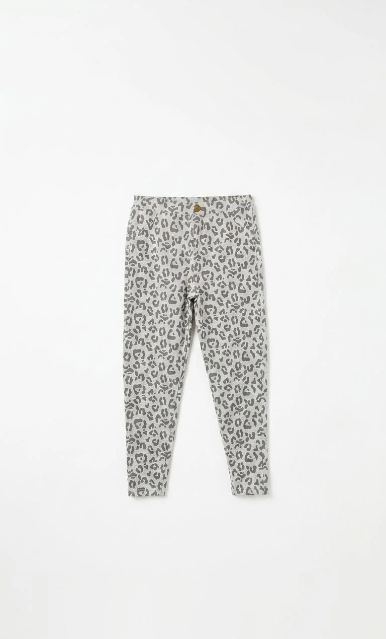 CATFISH GIRLS LIGHT BEIGE LEOPARD PRINT TROUSER FOR SUMMER WEAR