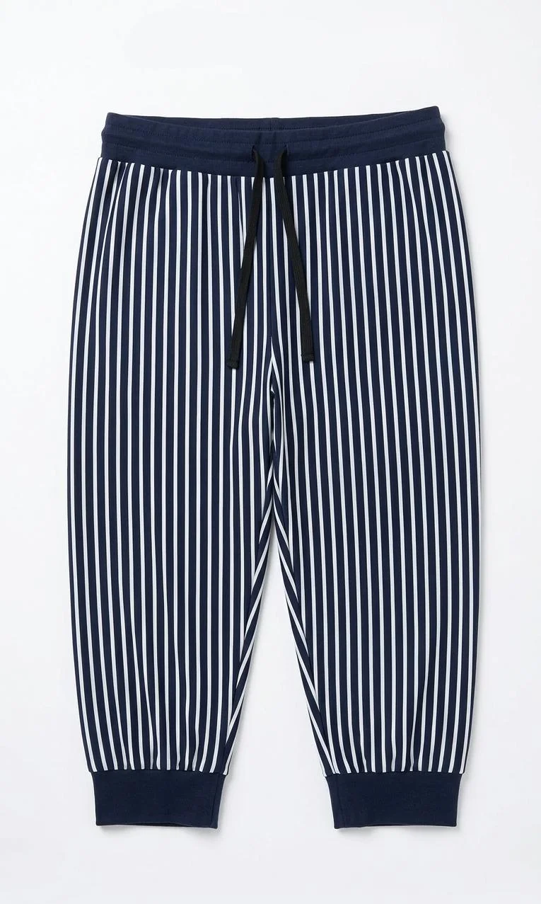 GIRLS NAVY BLUE & PINSTRIPED LOUNGE TROUSER FOR SUMMER WEAR 