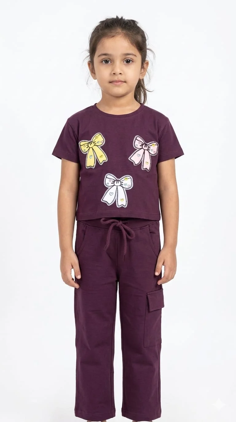 CATFISH GIRLS COTTON CARGO PANTS & TOP SET FOR SUMMER WEAR