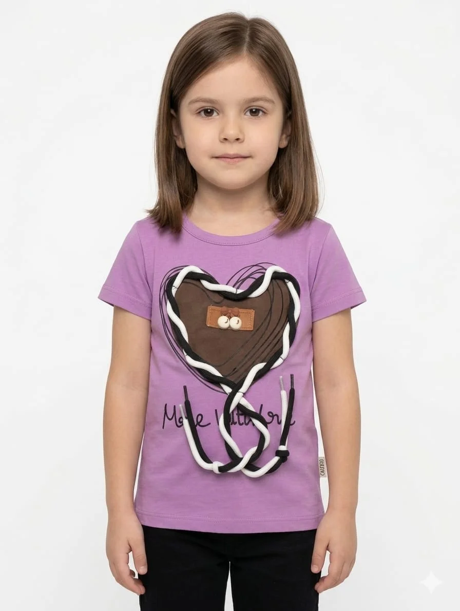 CATFISH BABY/GIRLS T-SHIRT PRINTED HEART FOR SUMMER WEAR