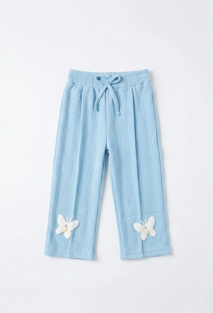 LIGHT BLUE GIRLS RELAXED FIT TROUSERS FOR SUMMER WEAR