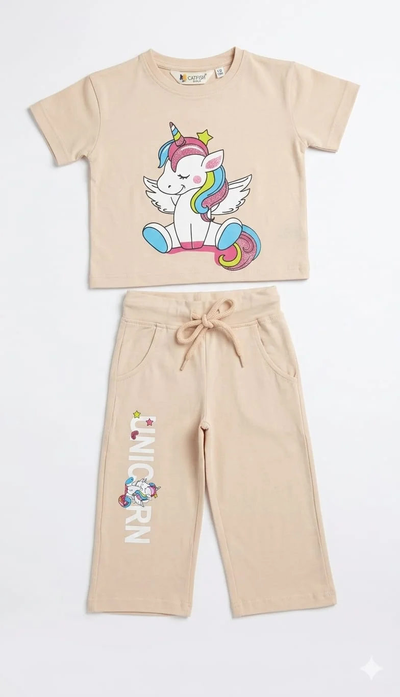 CATFISH GIRLS LOUNGE T-SHIRT & TROUSER FOR SUMMER WEAR