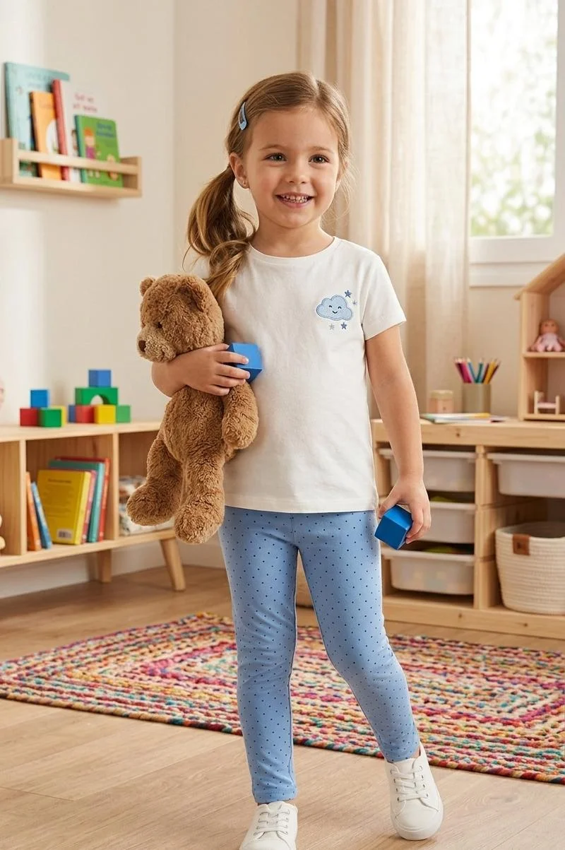 OVS GIRLS DOTTED LEGGINGS WITH WAISTBAND FOR SUMMER WEAR