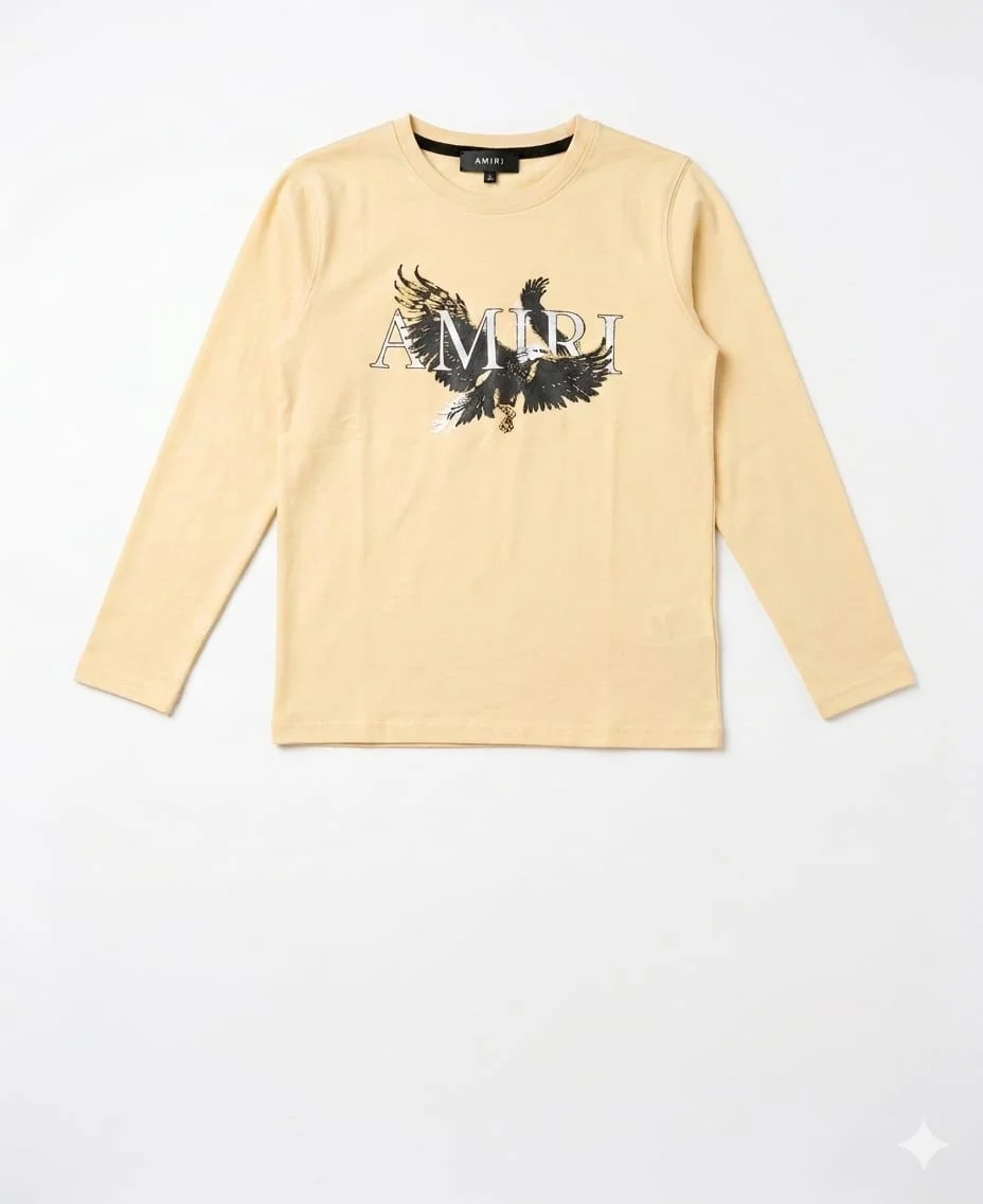 AMIRI BOYS PEACH COLORED LONG SLEEVED T-SHIRT FOR SUMMER WEAR