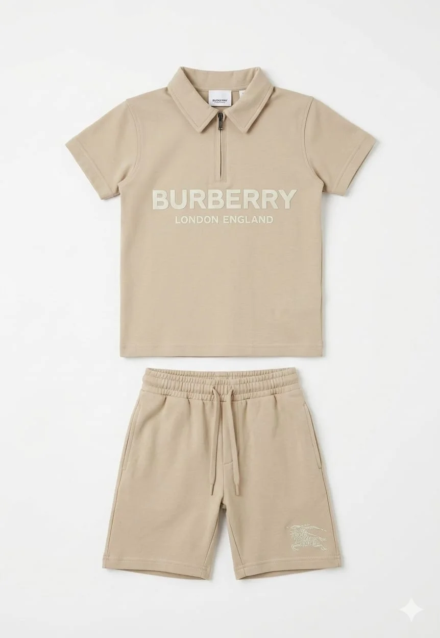 BURBURRY BOYS POLO T-SHIRT & SHORTS SET FOR SUMMER WEAR