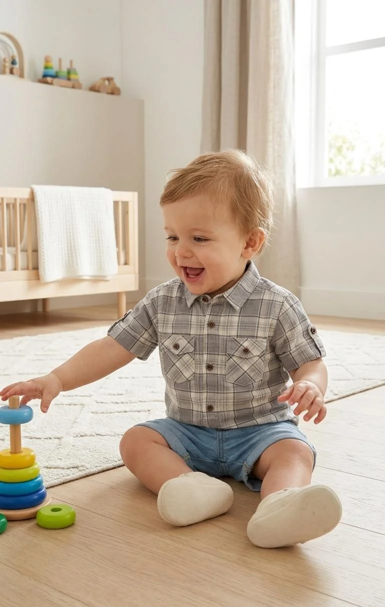 PMCXX KIDS COTTON PLAID BUTTON DOWN SHIRT FOR SUMMER WEAR